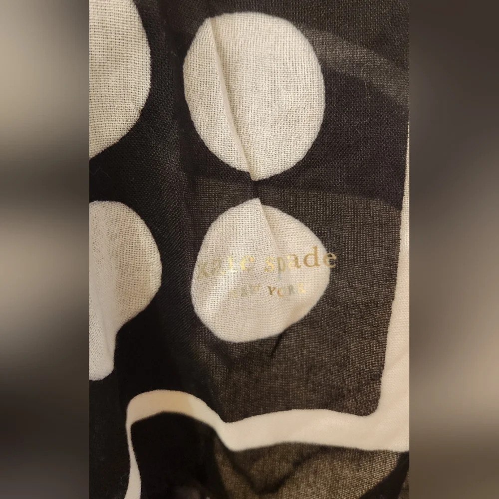KATE SPADE New York Black White Pink Seasonless Polka Dot Oblong Scarf 30x80